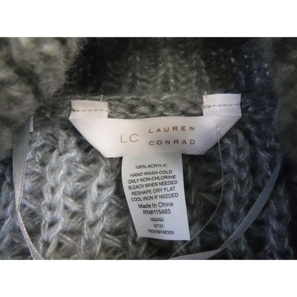 Lauren Conrad One Size Grey & White Open Knit Pullover Poncho - Picture 4 of 7